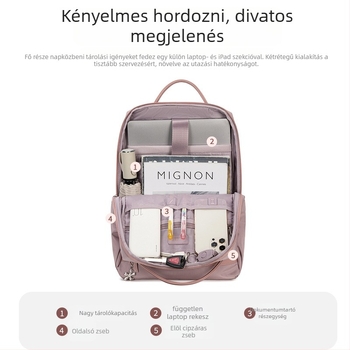 Női hátizsák laptophoz, városi egyszerű stílus, Oxford anyag, cipzáras zárás, laptop zseb, vízálló és kopásálló
