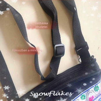Hímzett fonalas crossbody táska vászonból, virágos keresztszemes mintával, női táska - nagy kapacitással, nemzeti stílusú divat