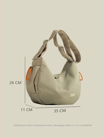 Japán vászontáska nagy kapacitású, dumpling stílusú crossbody (utcai trend, Oxford vászon anyag, vízszintes négyszög alak, cipzár, háromdimenziós külső táska)