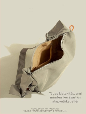 Japán vászontáska nagy kapacitású, dumpling stílusú crossbody (utcai trend, Oxford vászon anyag, vízszintes négyszög alak, cipzár, háromdimenziós külső táska)
