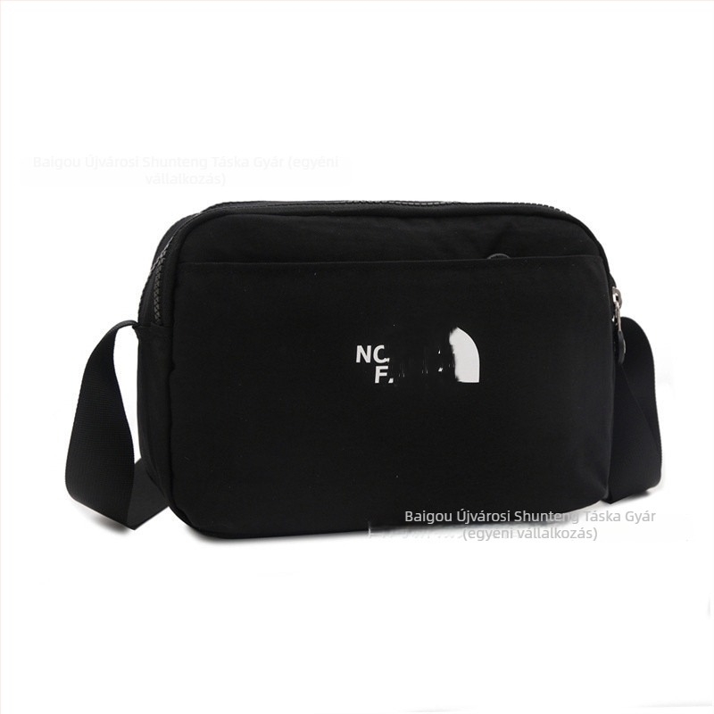 Női Oxford vászon crossbody táska, vízszintes négyzet alakú sziluett, cipzáras zárás, városi egyszerű stílus, belső dokumentumtartó zseb