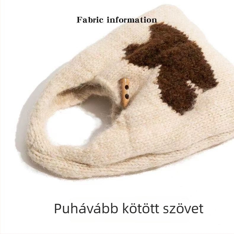 Plüss kötött gyapjú kézitáska, városi egyszerű stílus, telefontartó zseb, szalma bélés, nyitott zseb