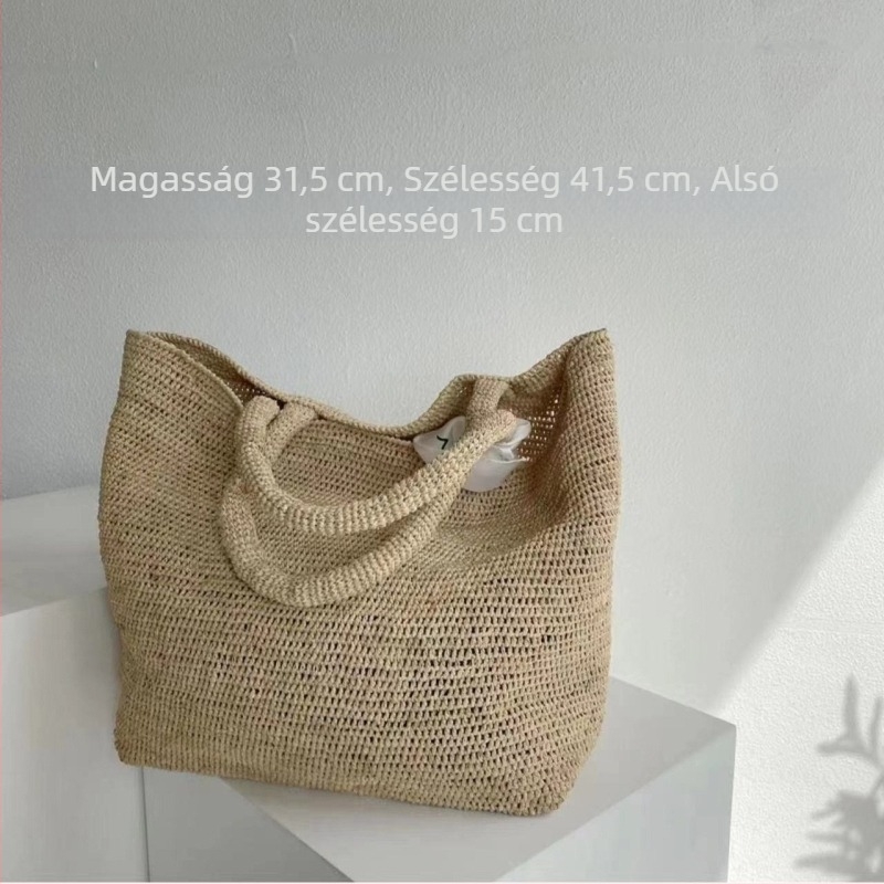 Raffia horgolt tote táska - városi egyszerű stílus, 2023 tavasz, utazáshoz