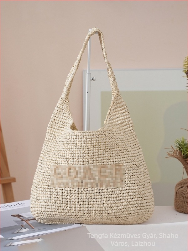 Raffia női válltáska (városi egyszerűség; horizontális négyszögletes forma; bélés nélkül; mobiltelefon-zseb)
