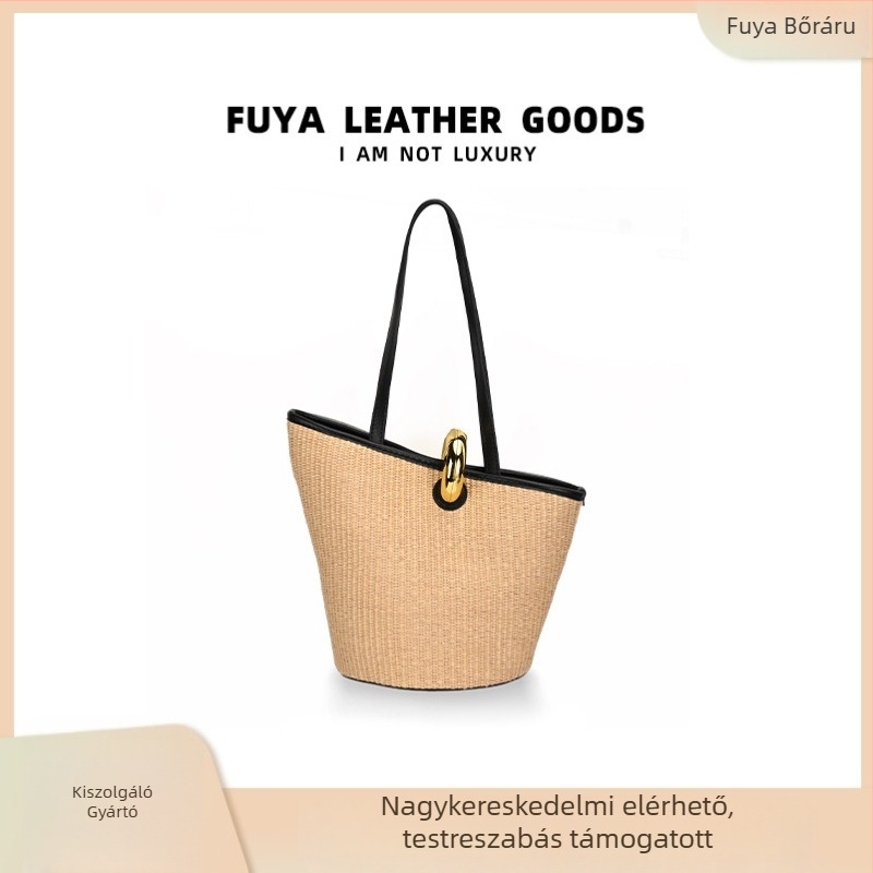 Válltáska tote-stílusban, városi egyszerűség, pamut és len anyagból, vödör alakú, záróval, belső zsebek a telefon és dokumentumok számára