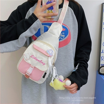 Női crossbody táska Harajuku Ulzzang stílusban, nylon anyagból, poliészter béléssel, cipzáras nyitás, zseb a telefonhoz és a dokumentumokhoz