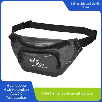 PVC derék táska dupla zsebékkel, vízálló női crossbody táska, cipzáras zárás, belső zsebek telefonhoz és személyi igazolványhoz