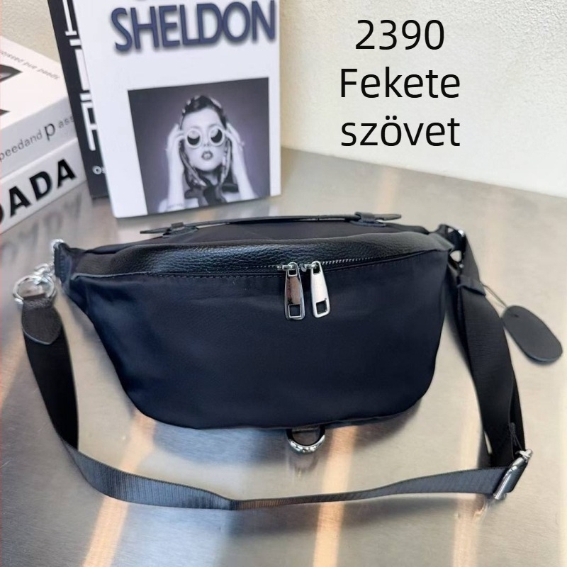 Női crossbody táska leopárd mintával, nylonból, cipzárral, belső cipzáras zseb és telefonzseb, poliészter bélés, kibocsátás: 2025 tavasz
