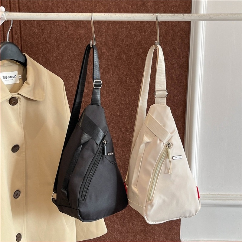 Crossbody táska – városi egyszerű stílus, nejlon, cipzár, poliészter bélés, telefontartó zseb, belső zseb
