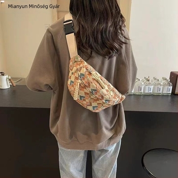 Uniszex PU mellény-táska vászon béléssel, crossbody telefon-táska – 2025 tavasz