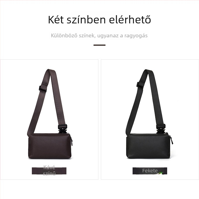 Zhuoliang Uniszex valódi bőrből készült keresztpántos táska, első réteg bőrrel, cipzáros zárás, belső zsebek a mindennapi használatra