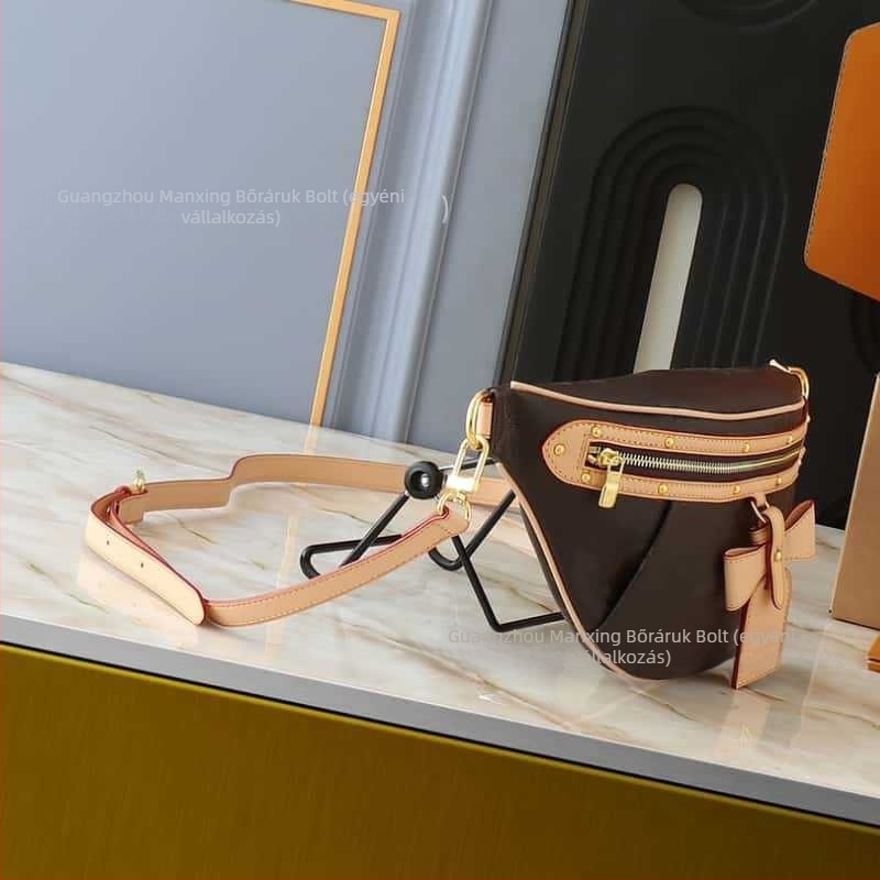 Valódi bőrből készült crossbody táska utcai divat stílusban, vászon belső, cipzáras zárás, fedeles táska