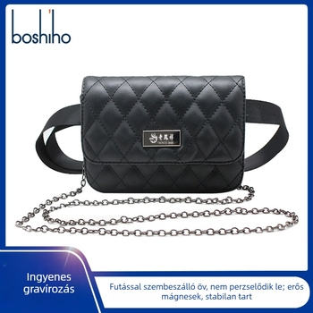 Valódi bőr quilted női crossbody táska láncos fogantyúval, fedéllel és mágneszáras záródással
