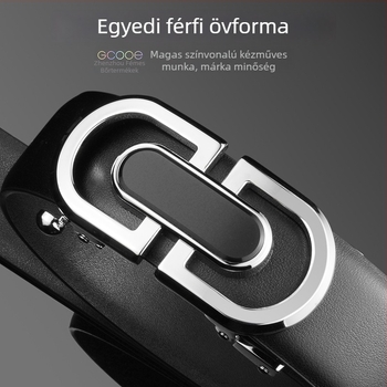 Férfi valódi bőr öv automata csattal, 2–4 cm szélesség, ötvözetes csatt, hétköznapi divat