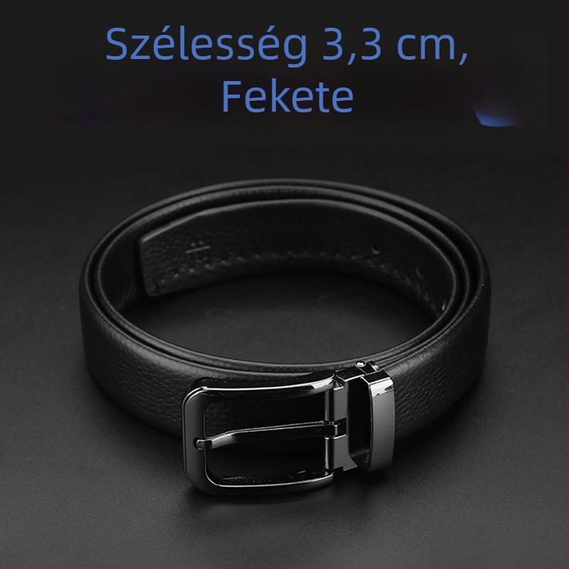 Férfiaknak készült kétoldalas első réteg marhabőrből készült öv pin-csattal, 2–4 cm széles, mindennapi stílus