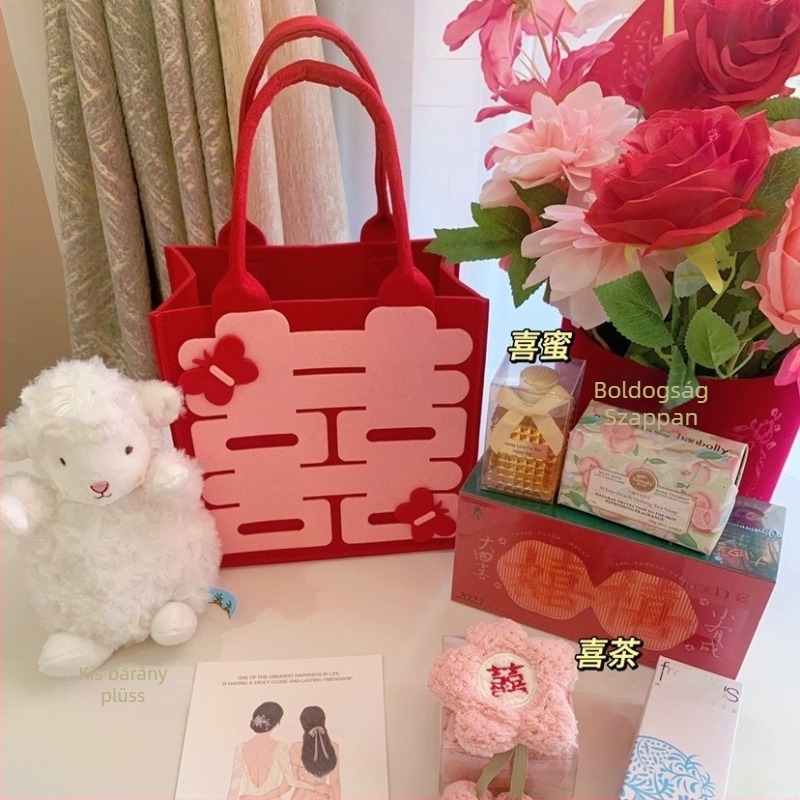 Esküvői ajándékzacskók pillangó motívummal — nem szőtt filc, hőnyomtatás, ünnepi stílus, Orun