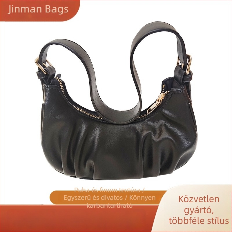 Női hónaljtáska francia niche stílusban, egy vállon átívelő crossbody, dumpling alakú, felhőhajlításokkal, PU, kicsi, 2024 tavasz
