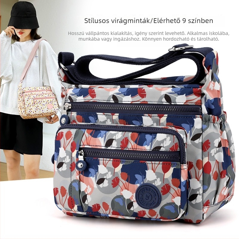 Nylon női váll-táska messenger stílussal, közepes méretű, Oxford anyagú, mindennapi női táska