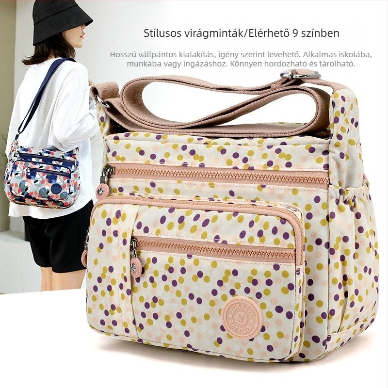 Nylon női váll-táska messenger stílussal, közepes méretű, Oxford anyagú, mindennapi női táska