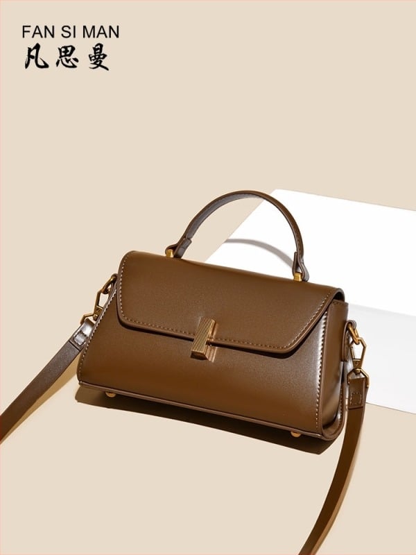 Vansiman női crossbody táska - PU bőr, négyszögletes forma, zárás fedéllel, belső rekeszek: rejtett zipzáras zseb, zseb a telefonhoz, sandwich zseb, poliészter bélés