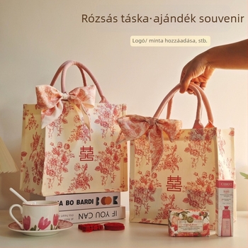 Koszorúslány ajándéktáska – vászon, ünnepi stílus, testreszabható, logó nyomtatás elérhető, varrás