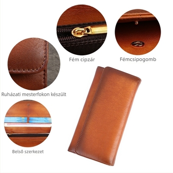 Zhuo Liang valódi bőr női pénztárca — egyoldalas klots, kártyatartó és hely a telefonhoz, első réteg marhabőr, poliészter bélés, rendkívül könnyű