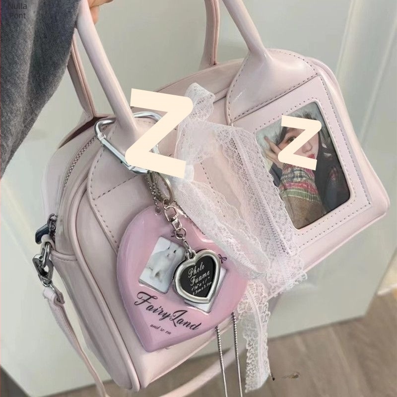 Női crossbody táska K-pop stílusú Boston Pillow dizájnnal | poliészter, PU bélés, cipzár, kevert stílusok, szabadidős utazásokhoz