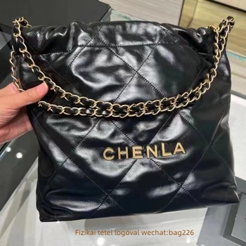 22Bag női táska Chanel-stílusban, gyémántmintás quilt és arany lánccal, bucket bag, nagy kapacitás, street fashion