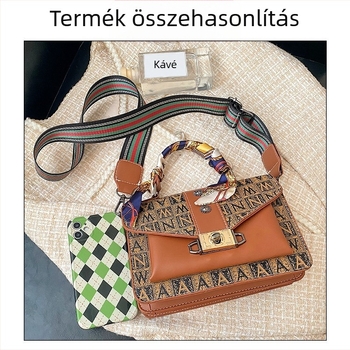 Női PU Crossbody táska, horizontális négyszögletes forma, zárás fedett, belső telefon zseb, egyetlen vállpánt