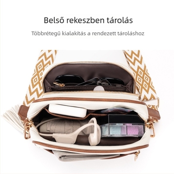 Női válltáska (vízszintes négyzet alakú, PU anyag, cipzáras záródás, poliészter bélés, egyetlen vállpánt)