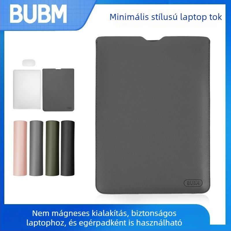 PU bőr laptop tok, vízálló és kopásálló, fedett nyitású, belső számítógép zseb, belső bélés szintetikus bőr