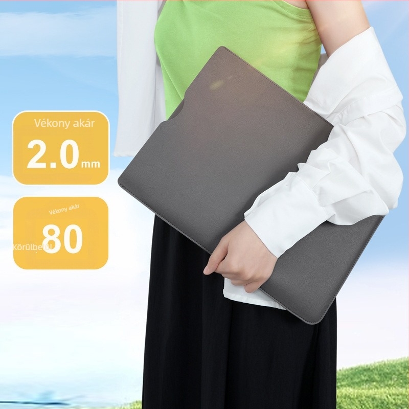 PU bőr laptop tok, vízálló és kopásálló, fedett nyitású, belső számítógép zseb, belső bélés szintetikus bőr