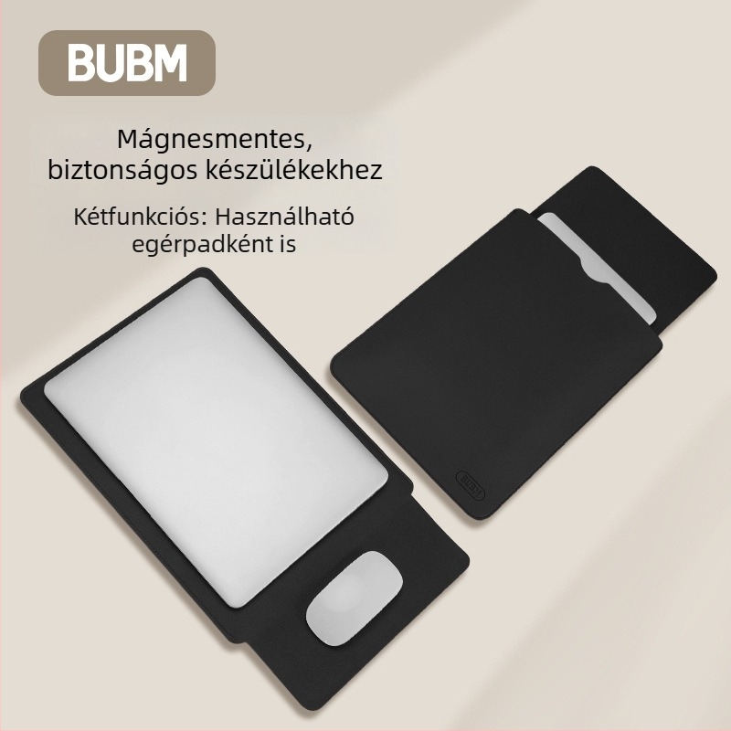 PU bőr laptop tok, vízálló és kopásálló, fedett nyitású, belső számítógép zseb, belső bélés szintetikus bőr