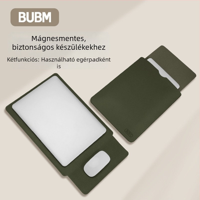 PU bőr laptop tok, vízálló és kopásálló, fedett nyitású, belső számítógép zseb, belső bélés szintetikus bőr