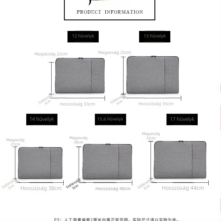 MacBook notesz tok cipzárral, poliészter bélés, belső számítógép zseb, kopásálló