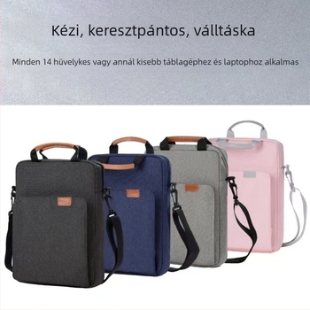Válltáska laptophoz – letisztult és divatos, vállpánttal és fogantyúval, 14 hüvelykes laptophoz és tabletához