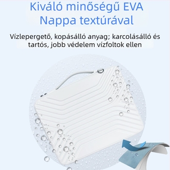 EVA anyagú merevhéjú laptop tok, vízálló és kopásálló, cipzáras záródás, teleszkópos fogantyú, belső kártyatartó rekeszek