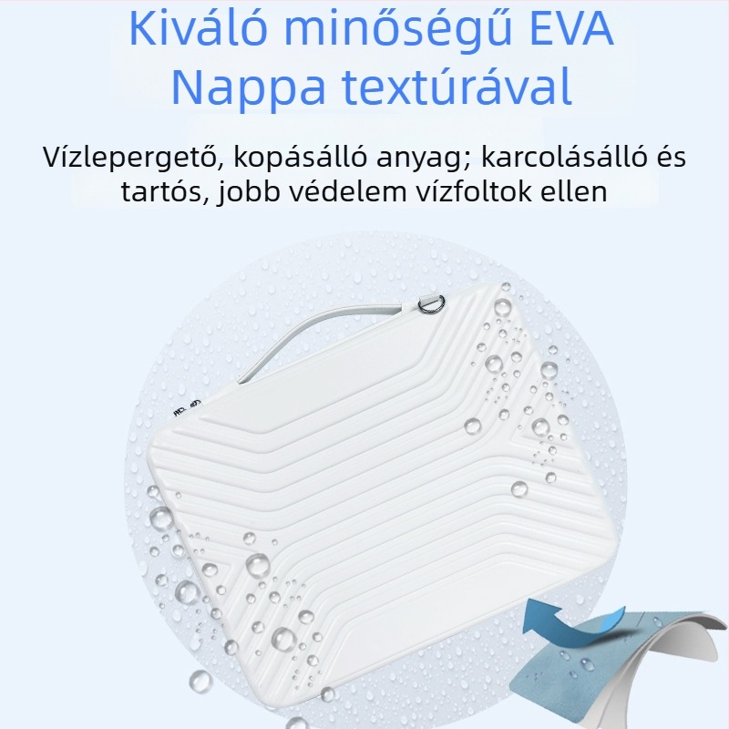 EVA anyagú merevhéjú laptop tok, vízálló és kopásálló, cipzáras záródás, teleszkópos fogantyú, belső kártyatartó rekeszek