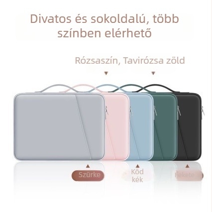 PU tablet tok diagonális előoldali zsebbel, tollrekesz és laptop rekesz, antiszeizmikus védelem, cipzáras zárás, esővédő, puha fogantyú
