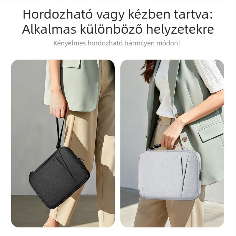 Táblagép védőtok – vízálló, lélegző, többfunkciós; Oxford anyag, cipzár, puha fogantyú, clutch-stílus, városi minimalizmus
