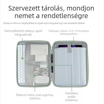 PU tablet táska ütésálló védelemmel, elülső ferde zsebbel, tolltartóval, kézben hordozható, iPad-kompatibilis