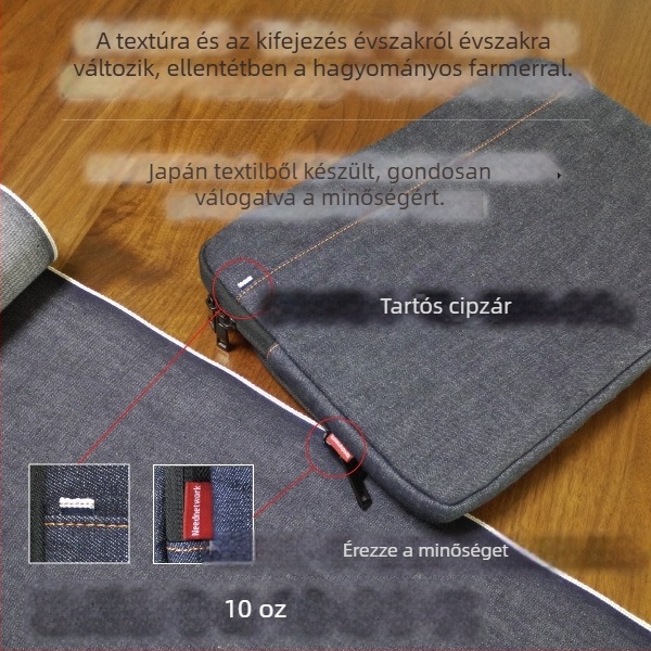 Denim tabletatároló táska, nagy kapacitású, multifunkcionális, belső poliészter bélés — uniszex, 2023 ősz