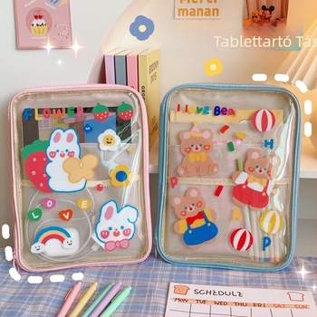 Tabletás és laptop táska – átlátszó PVC, vízálló, anime rajzfilm minta, Tengyi Premium