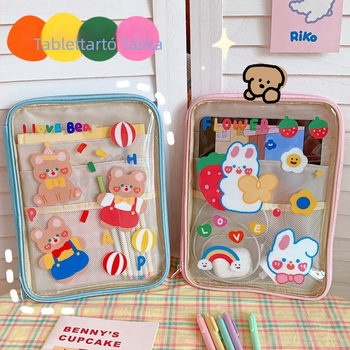 Tabletás és laptop táska – átlátszó PVC, vízálló, anime rajzfilm minta, Tengyi Premium