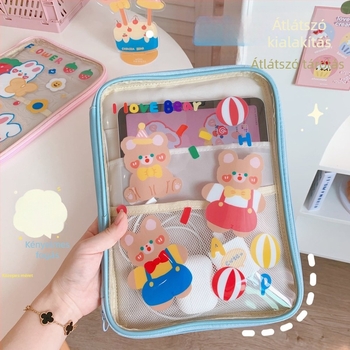 Tabletás és laptop táska – átlátszó PVC, vízálló, anime rajzfilm minta, Tengyi Premium