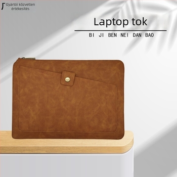 Valódi bőr laptop belső táska – tehénbőr, cipzáras zárás, belső zsebek számítógéphez és dokumentumokhoz, retro clutch, modell s104
