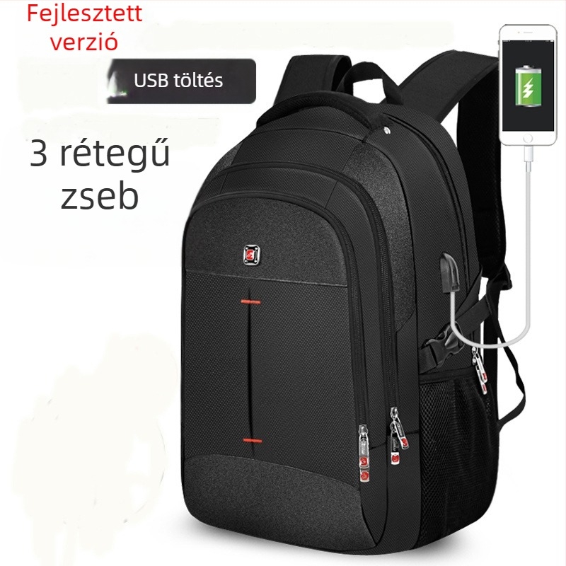 Hátizsák laptophoz, Oxford anyag, vízálló, tartós, dupla vállpánt