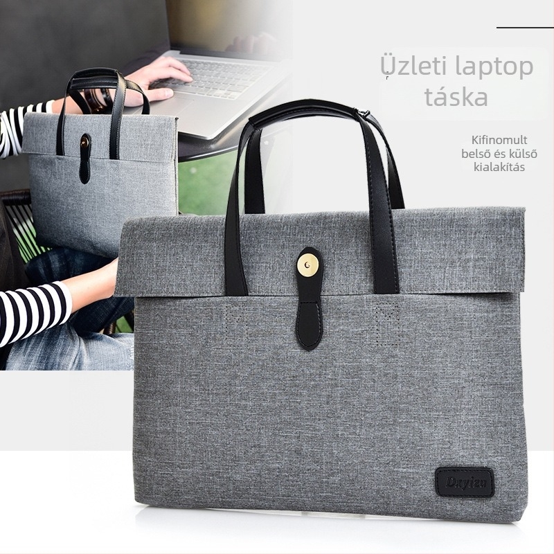 Laptoptáska belső béléssel, Koreai-stílusú egyszerű üzleti táska, Oxford anyagból, cipzáras nyitás, vízálló és kopásálló