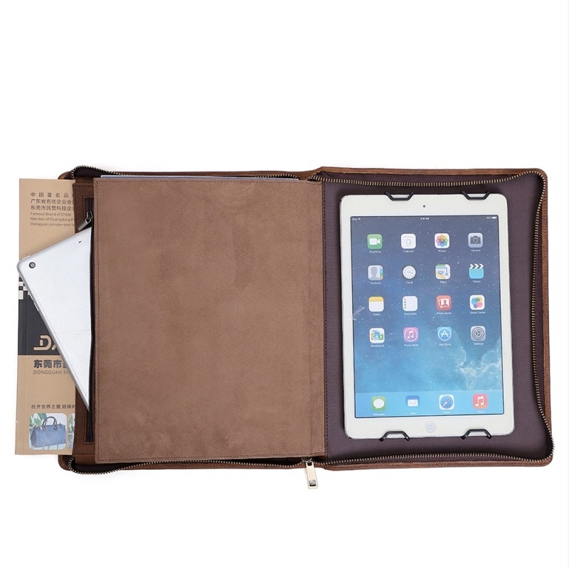 DUJIANG Valódi bőrből készült tabletás és irattáska, felsőréteg marhabőrből, Kopásálló, Városi minimalist stílus, Többfunkciós tárolás
