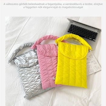 Logóval kompatibil quiltált ütésálló védőtok 14 hüvelykes laptophoz és iPadhez, koreai/japán ihletésű, kézi hordtáska